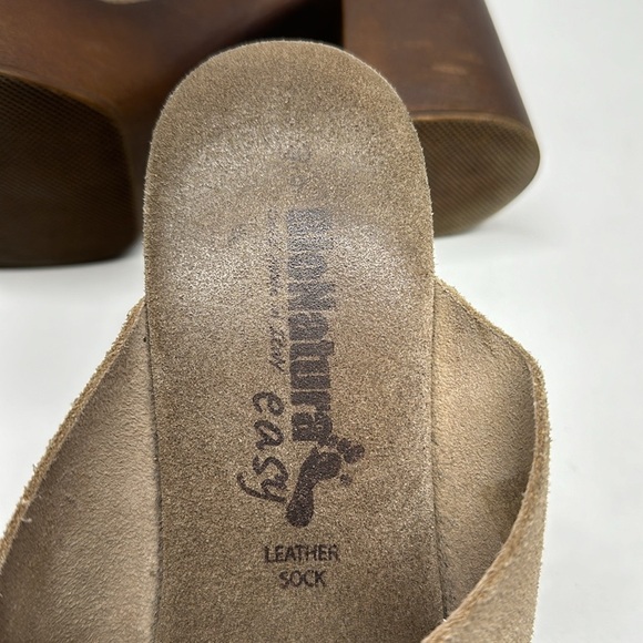 Bionatural Suede Slide Chunky Block Heel Open Toe Sandals Shoes Tan Brown Size 9 - Picture 8 of 10